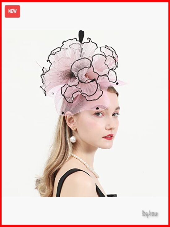 Organza Derby Hat with Feather Fascinator for Wedding Tea Party